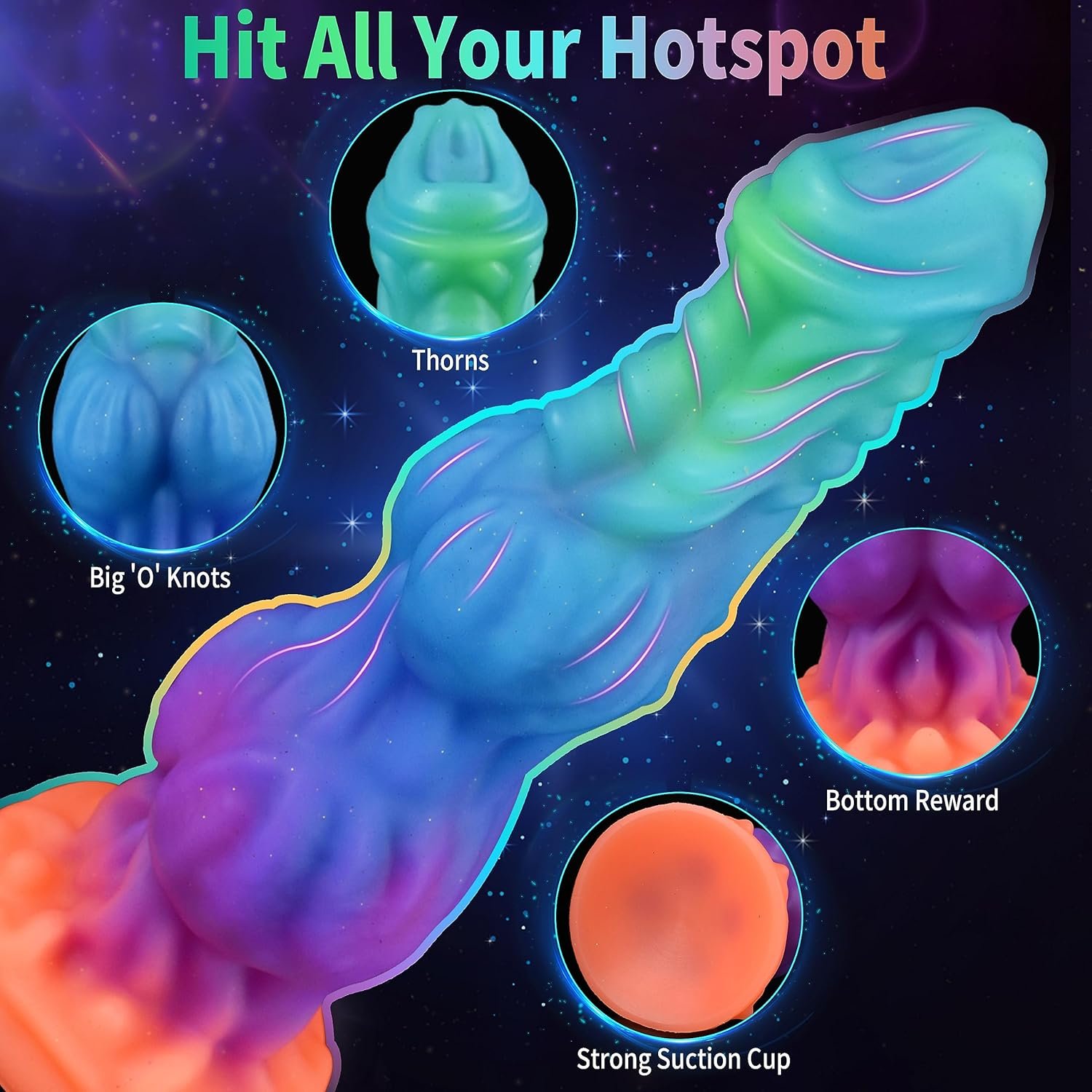 Aurora – Silicone Tentacle Dildo | Tentacle, Body-Safe, Gradient, Aurora - Image 7