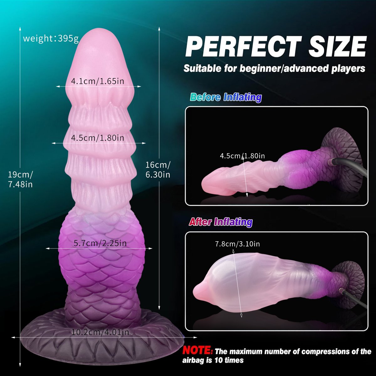 Gradient Inflatable – Silicone Inflatable Dildo | Gradient, Pink - Image 3