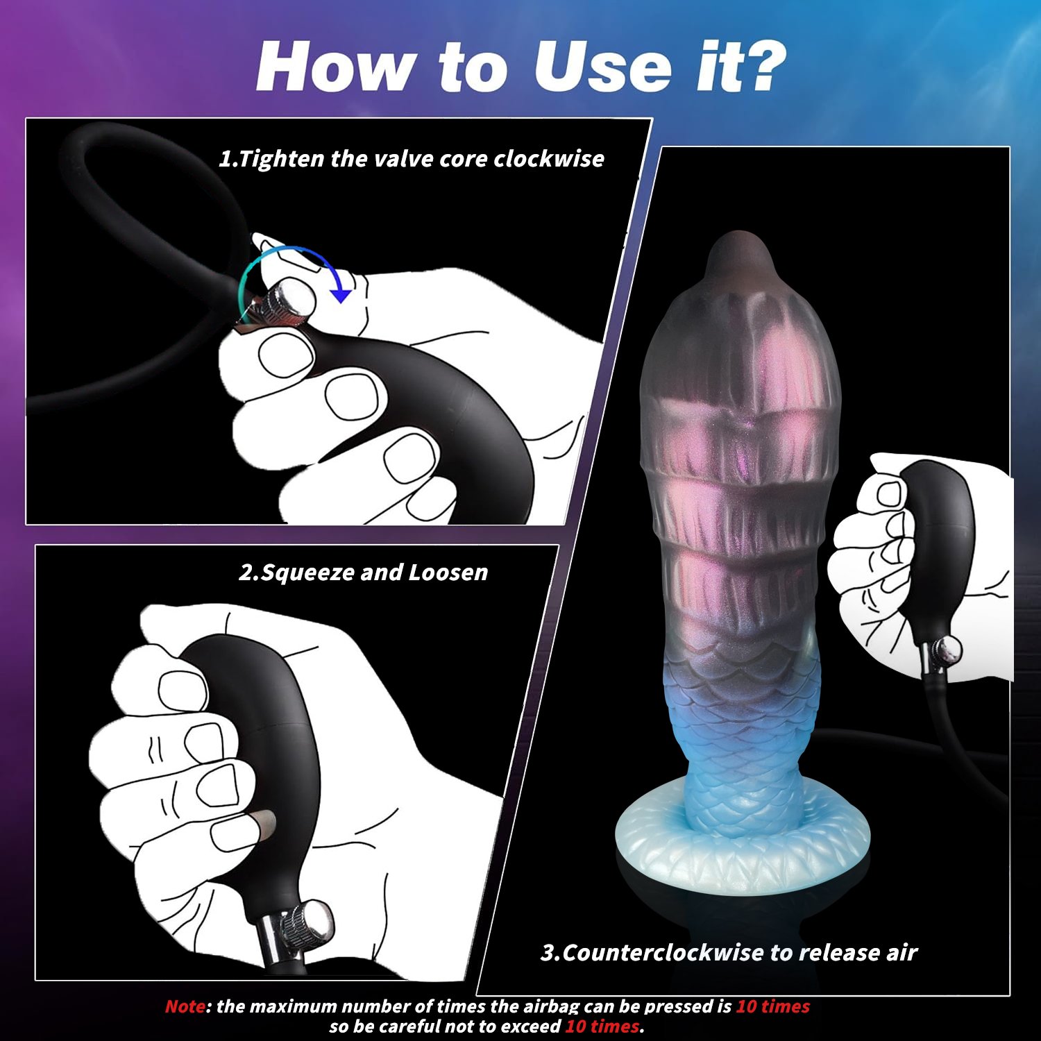 Gradient Inflatable – Silicone Inflatable Dildo | Gradient, Blue - Image 2