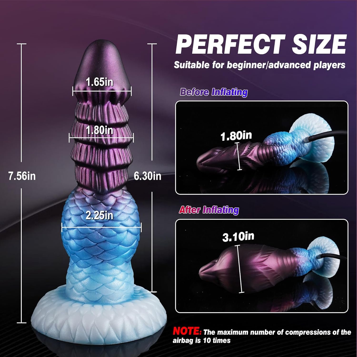 Gradient Inflatable – Silicone Inflatable Dildo | Gradient, Blue - Image 7