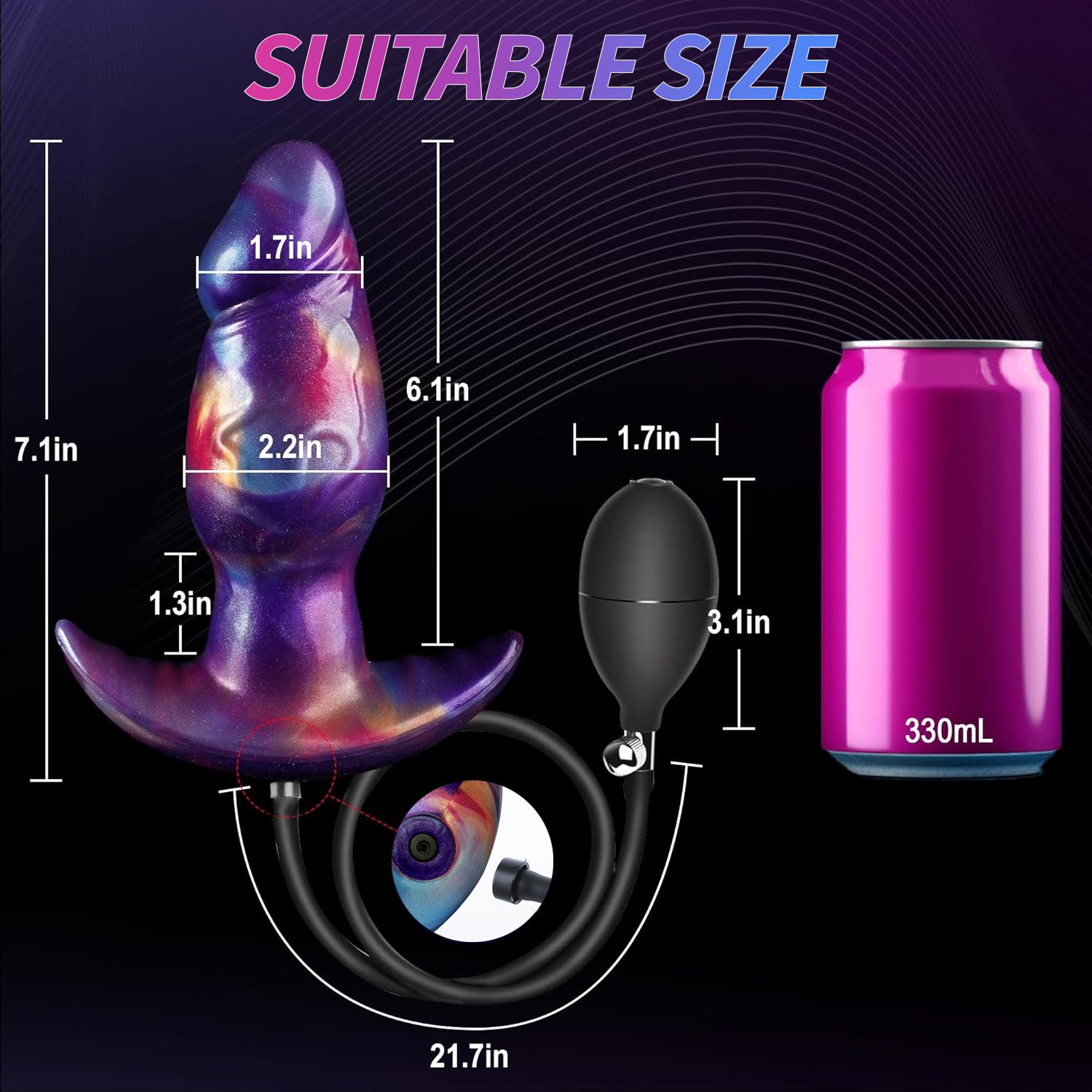Gradient Inflatable – Silicone Inflatable Dildo | Segmented, Body-Safe, Gradient - Image 4